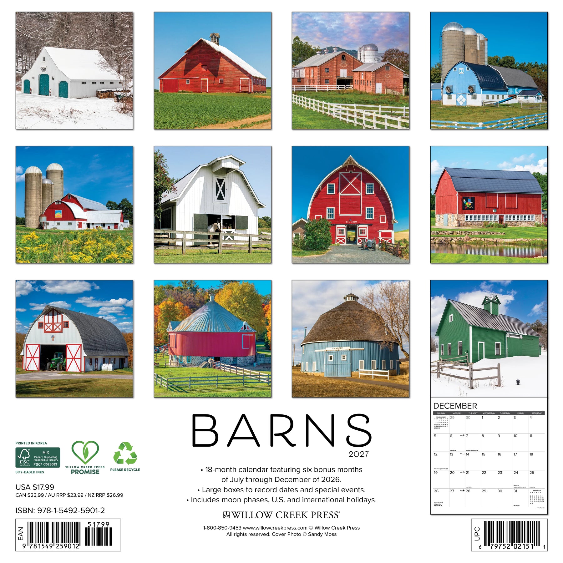 Willow Creek Press - 2027 Barns Calendar