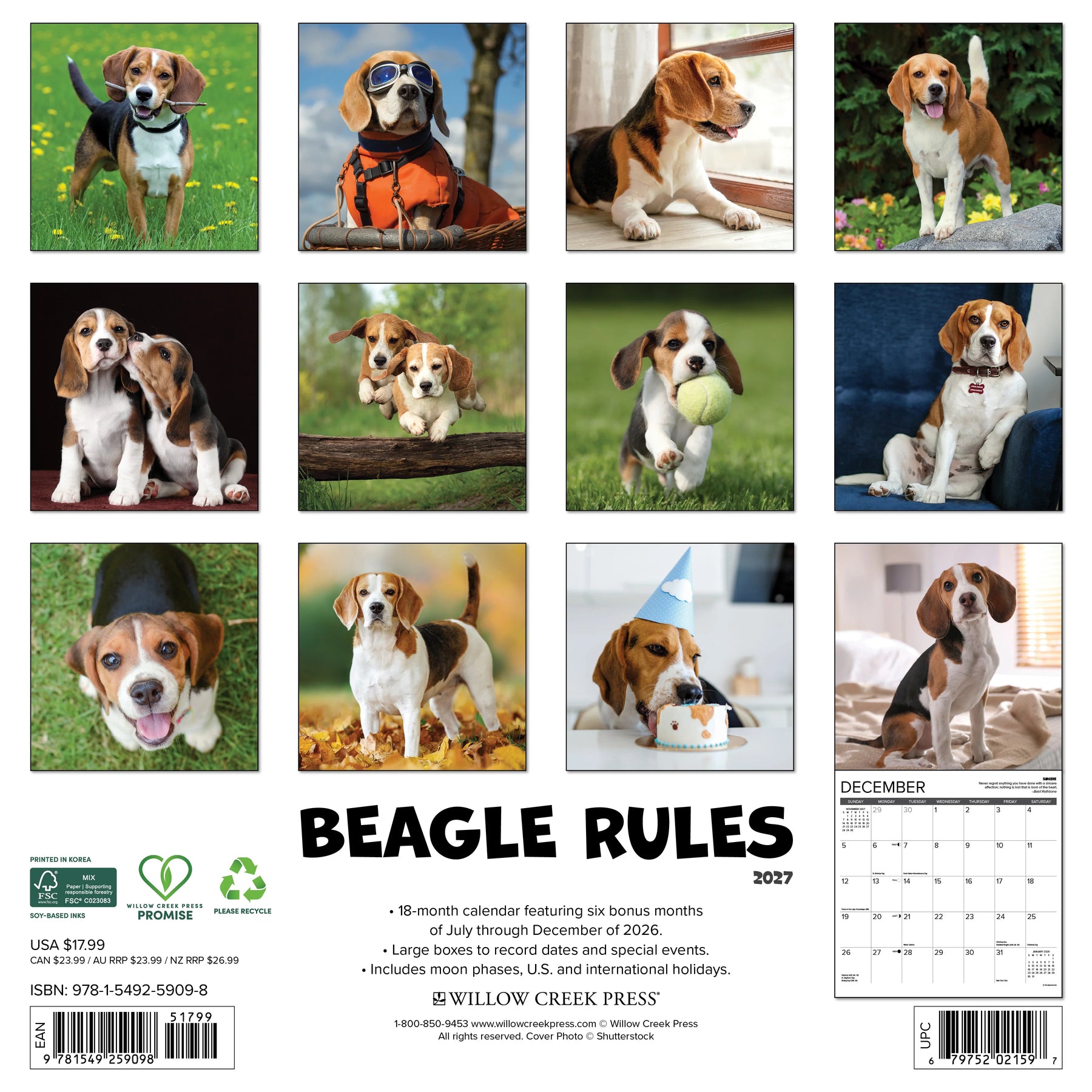 Willow Creek Press - 2027 Beagle Rules Calendar