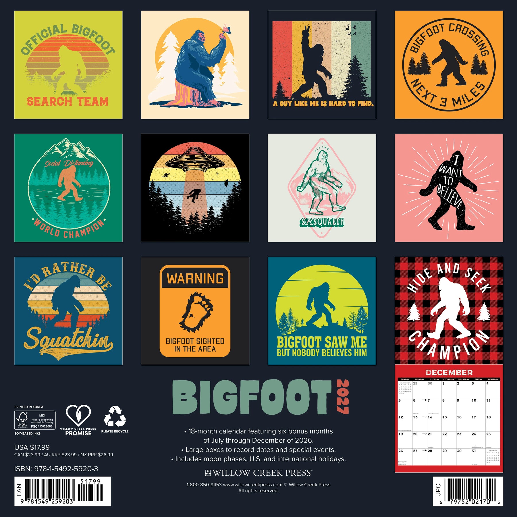 Willow Creek Press - 2027 Bigfoot Calendar