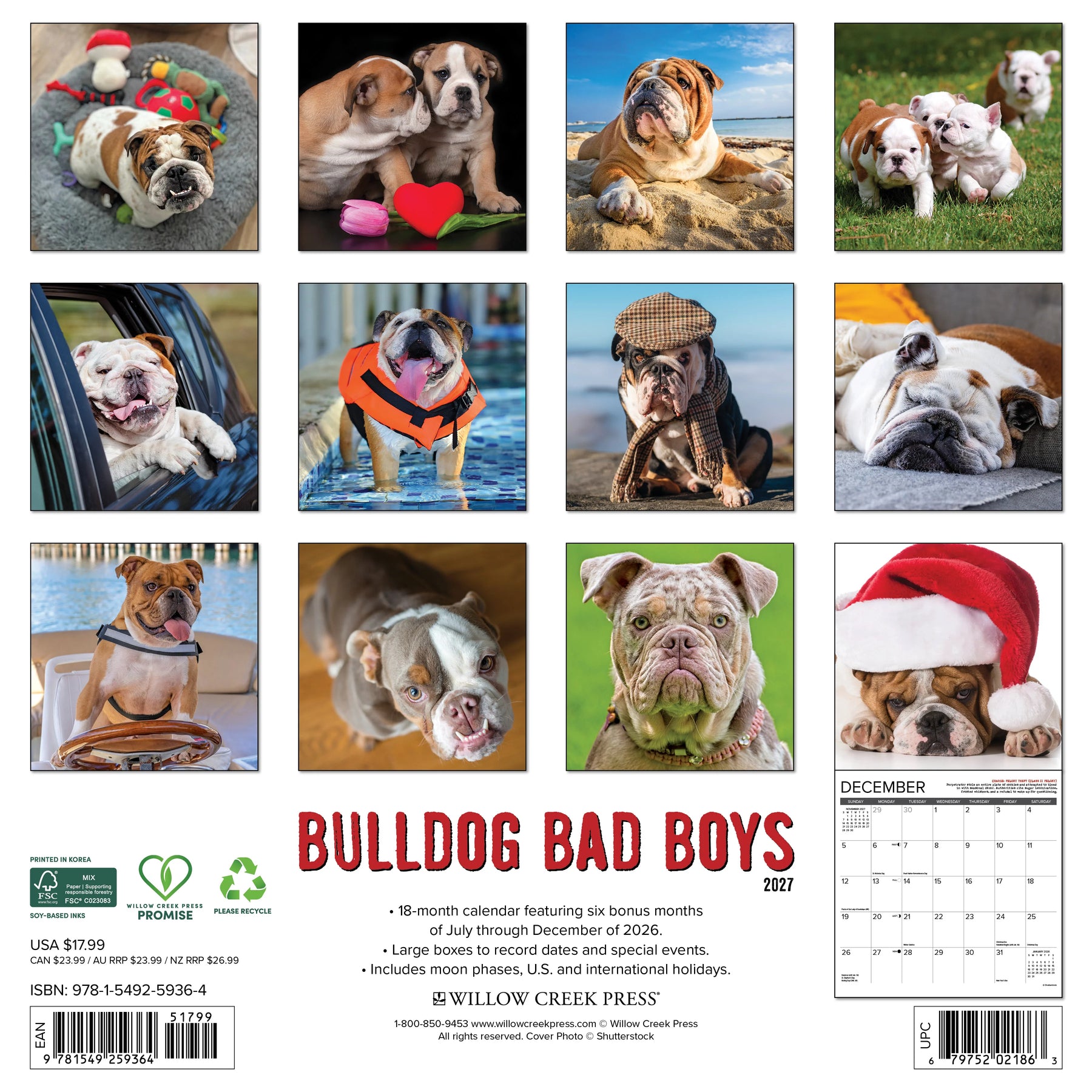 Willow Creek Press - 2027 Bulldog Bad Boys Calendar