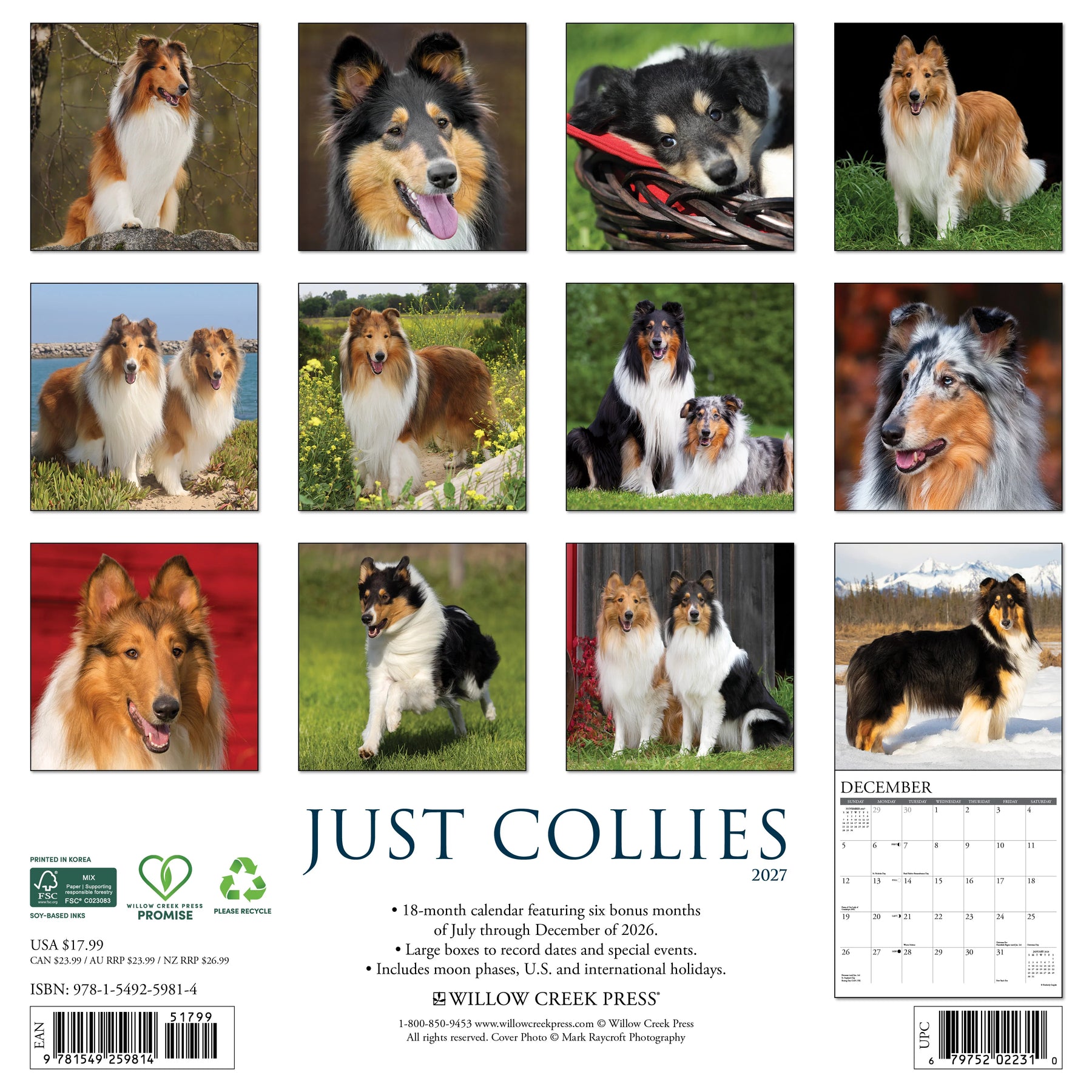 Willow Creek Press - 2027 Collies Calendar