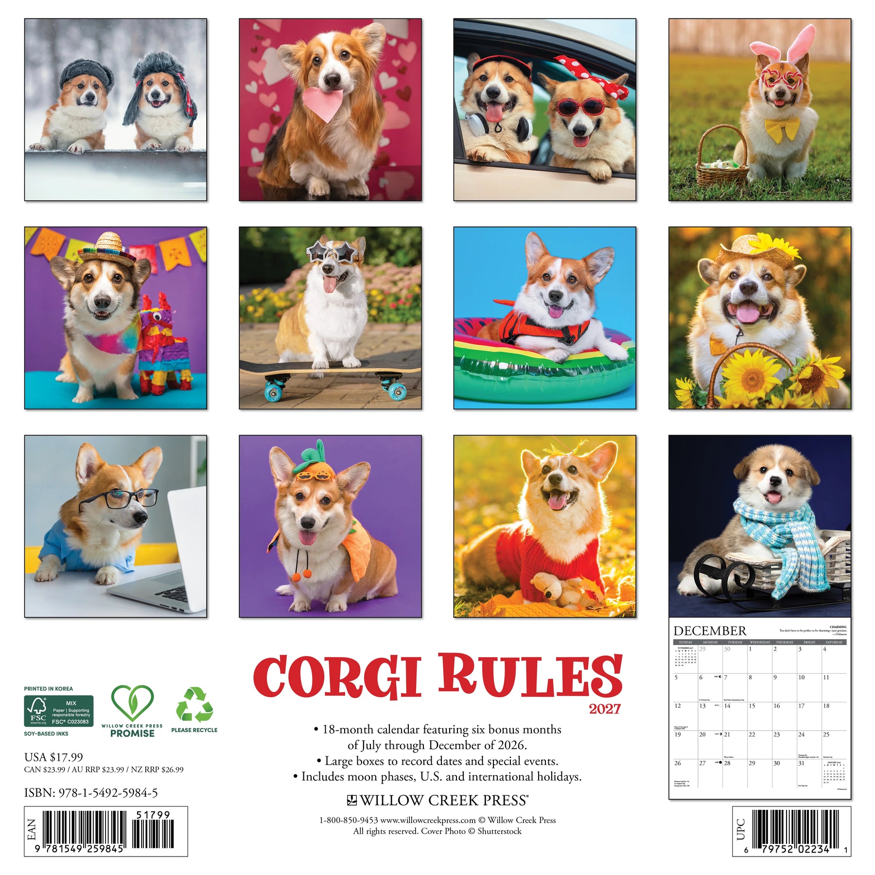 Willow Creek Press - Willow Creek Press - 2027 Corgi Rules Calendar