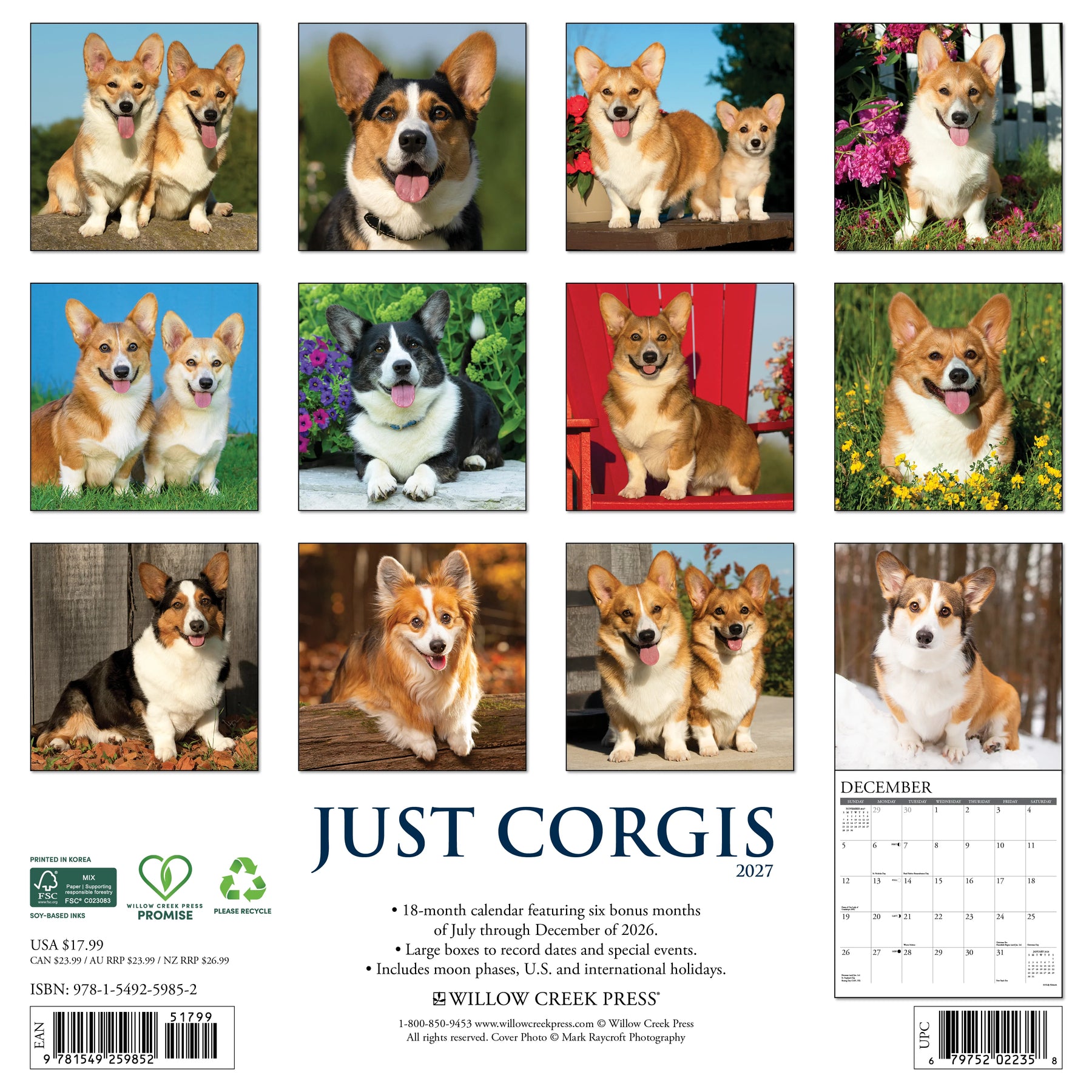 Willow Creek Press - 2027 Corgis Calendar