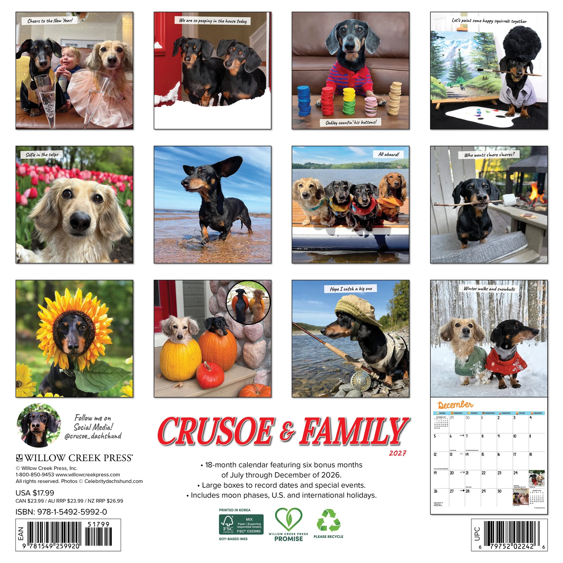 Willow Creek Press - 2027 Crusoe & Family Calendar