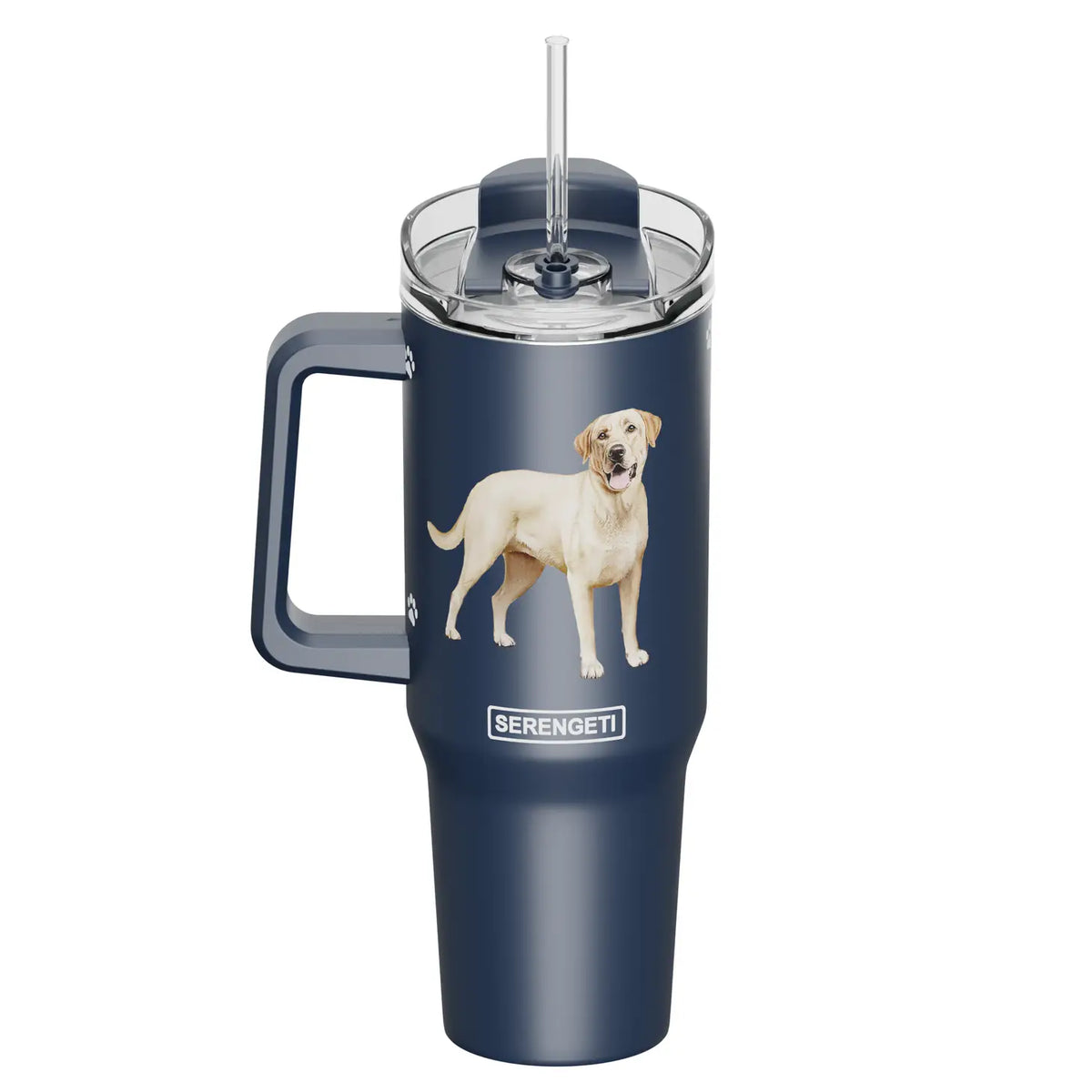 E & S Imports - Tumbler with Handle & Straw Yellow Lab