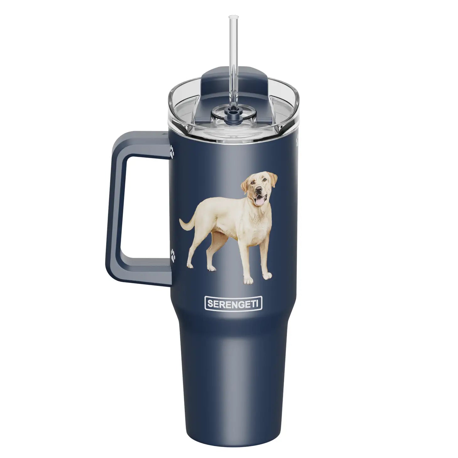 E & S Imports - Tumbler with Handle & Straw Yellow Lab