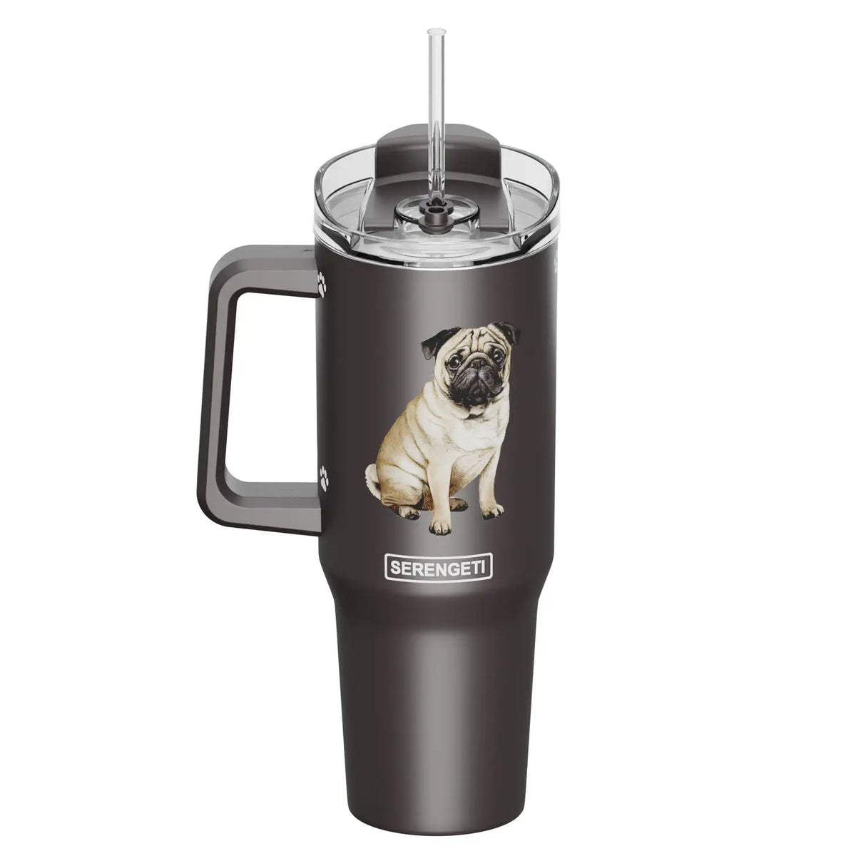 E & S Imports - Tumbler with Handle & Straw Pug