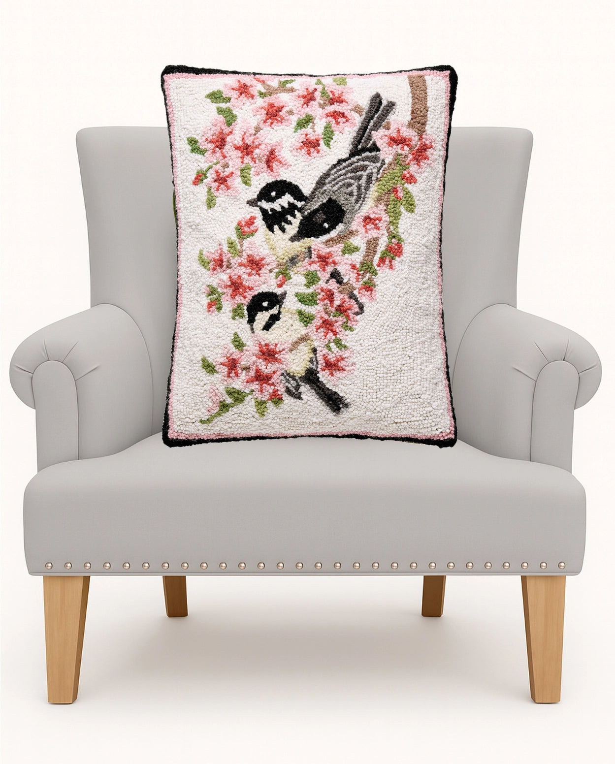 Peking HandiCraft - Pillow Chickadee Blossom Hook