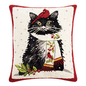 Peking Handicraft - Pillow Hook Holiday Cat with Cardinal