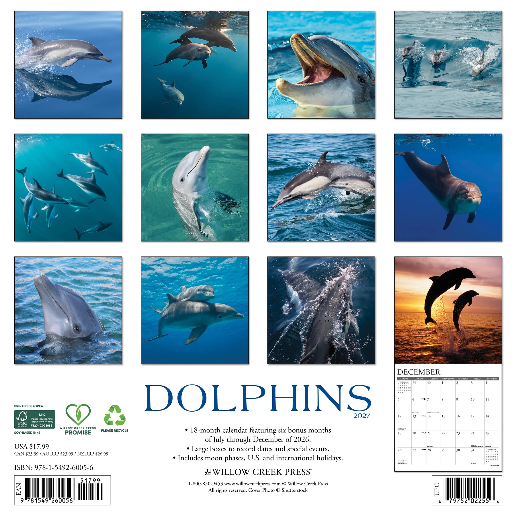 Willow Creek Press - 2027 Dolphins Calendar