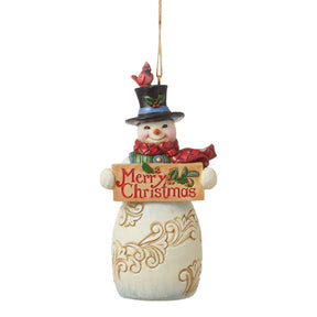 Enesco Jim Shore - Ornament Snowman w/ Christmas Sign