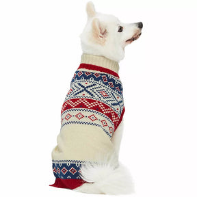 Blueberry Pet - Creamy White | Nordic Fair Isle Christmas Dog Sweater