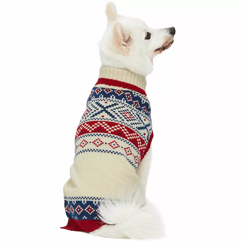 Blueberry Pet - Creamy White | Nordic Fair Isle Christmas Dog Sweater