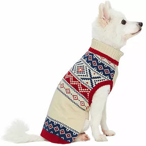 Blueberry Pet - Creamy White | Nordic Fair Isle Christmas Dog Sweater