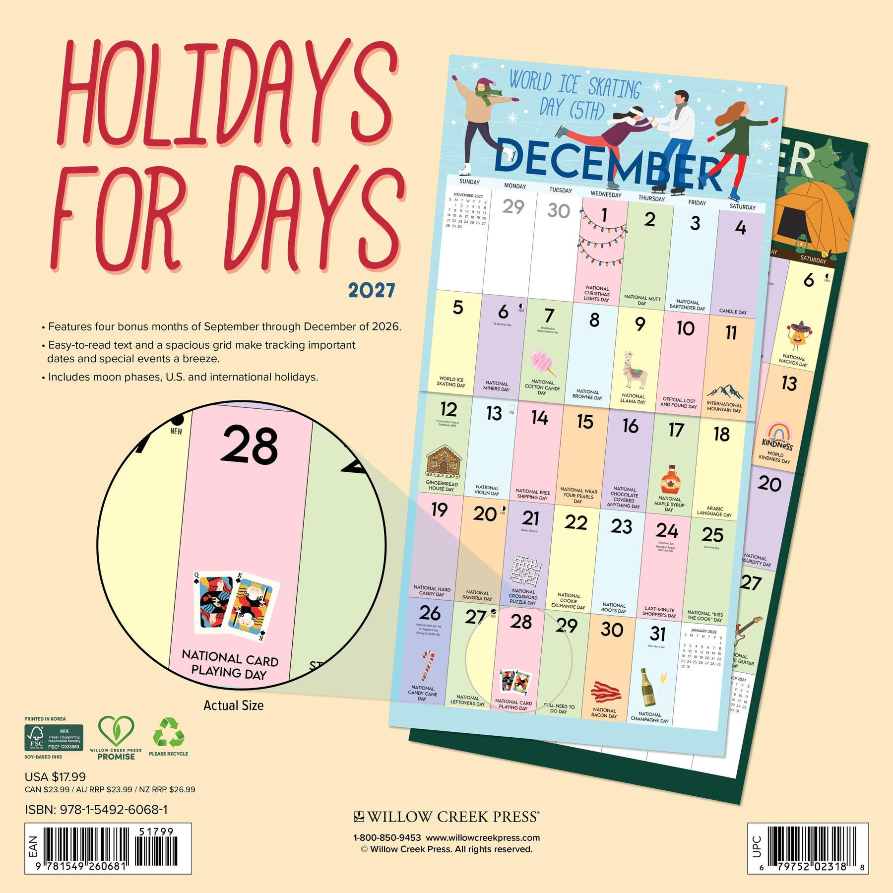 Willow Creek Press - 2027 Holidays For Days Calendar