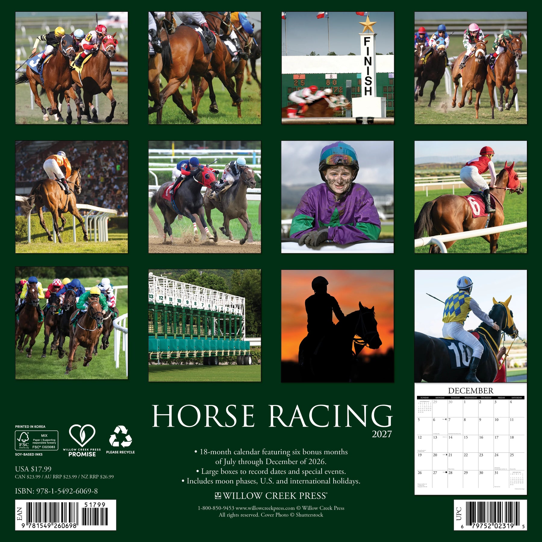Willow Creek Press - 2027 Horse Racing Calendar