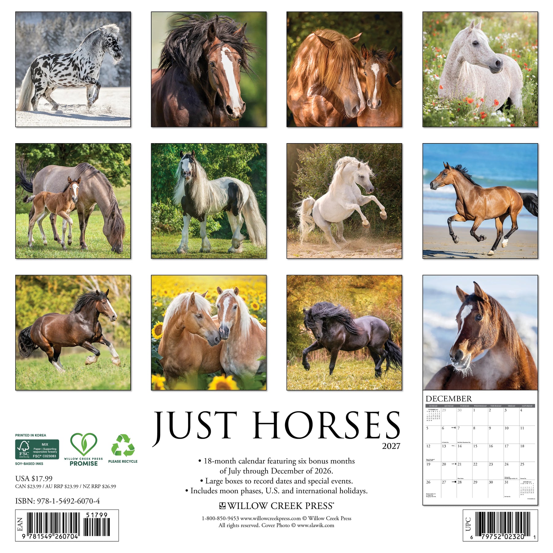 Willow Creek Press - 2027 Horses Calendar