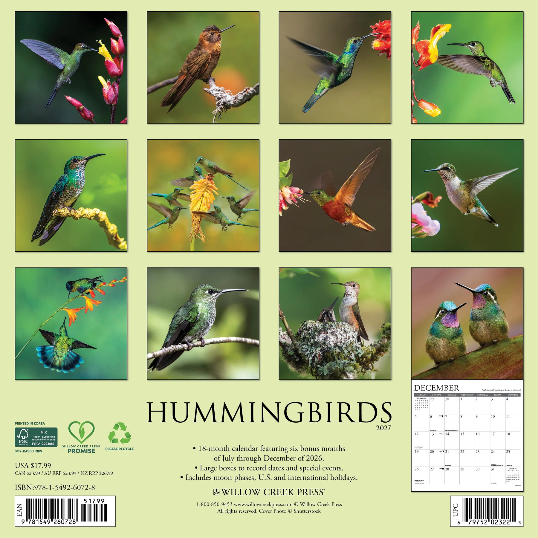 Willow Creek Press - 2027 Hummingbirds Calendar
