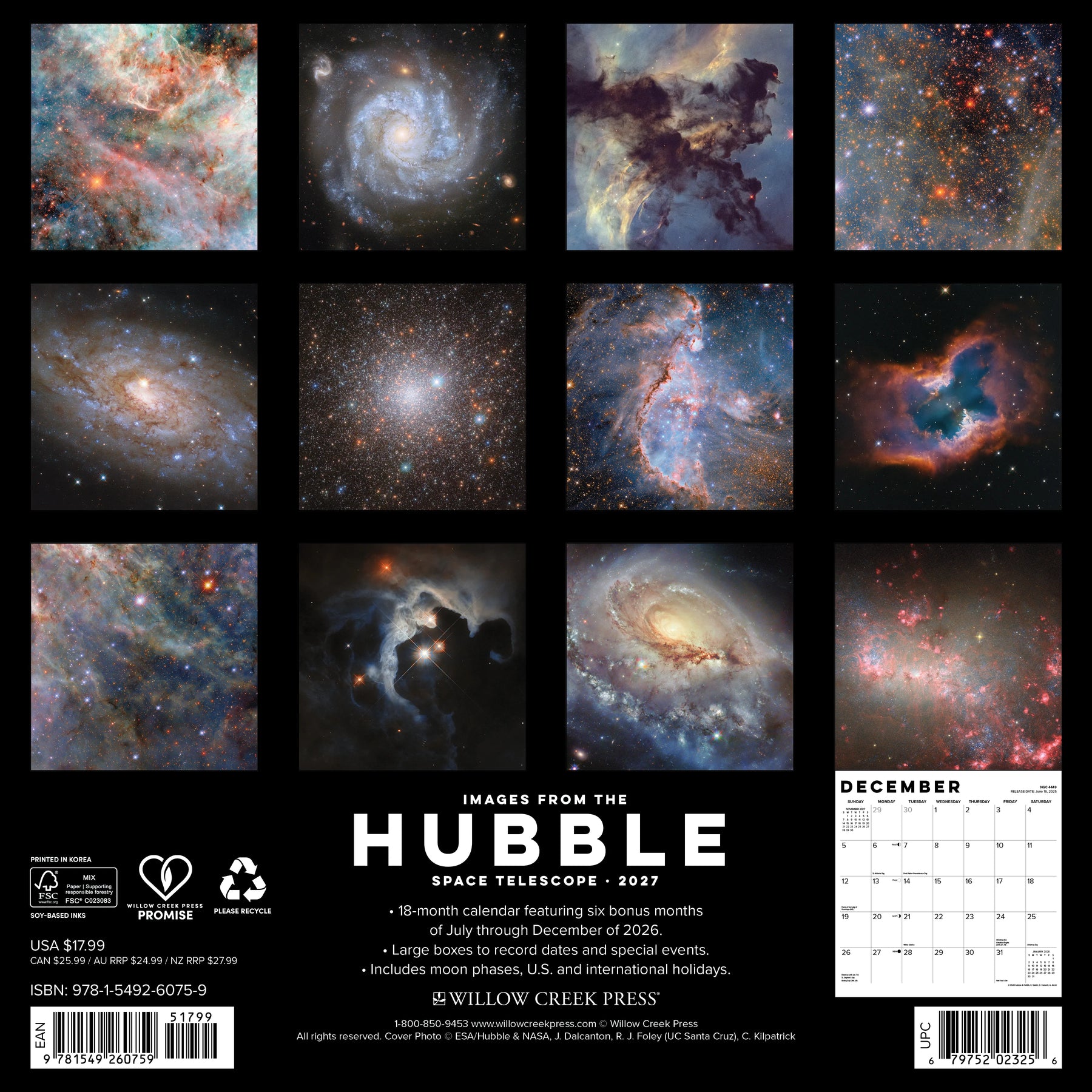 Willow Creek Press - 2027 Images From The Hubble Calendar