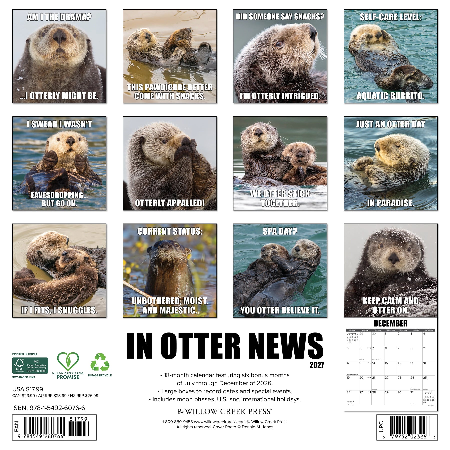 Willow Creek Press - 2027 In Otter News Calendar
