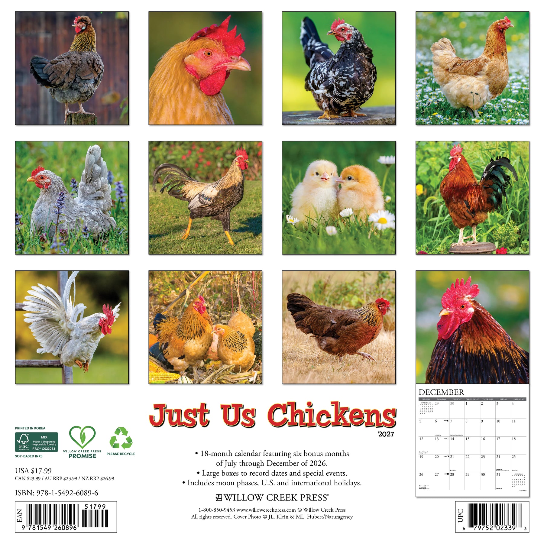 Willow Creek Press - 2027 Just Us Chickens Calendar