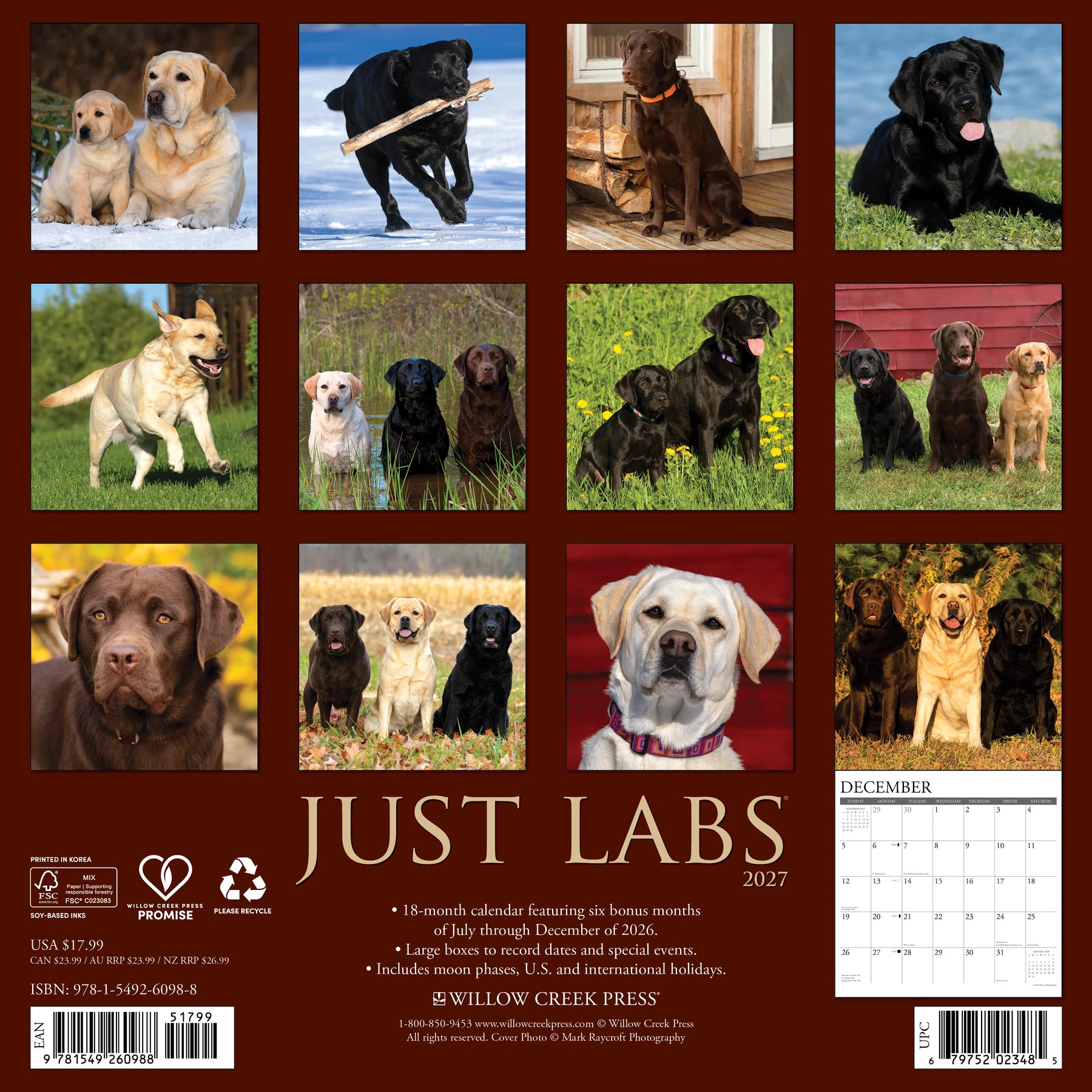 Willow Creek Press - 2027 Labs Calendar