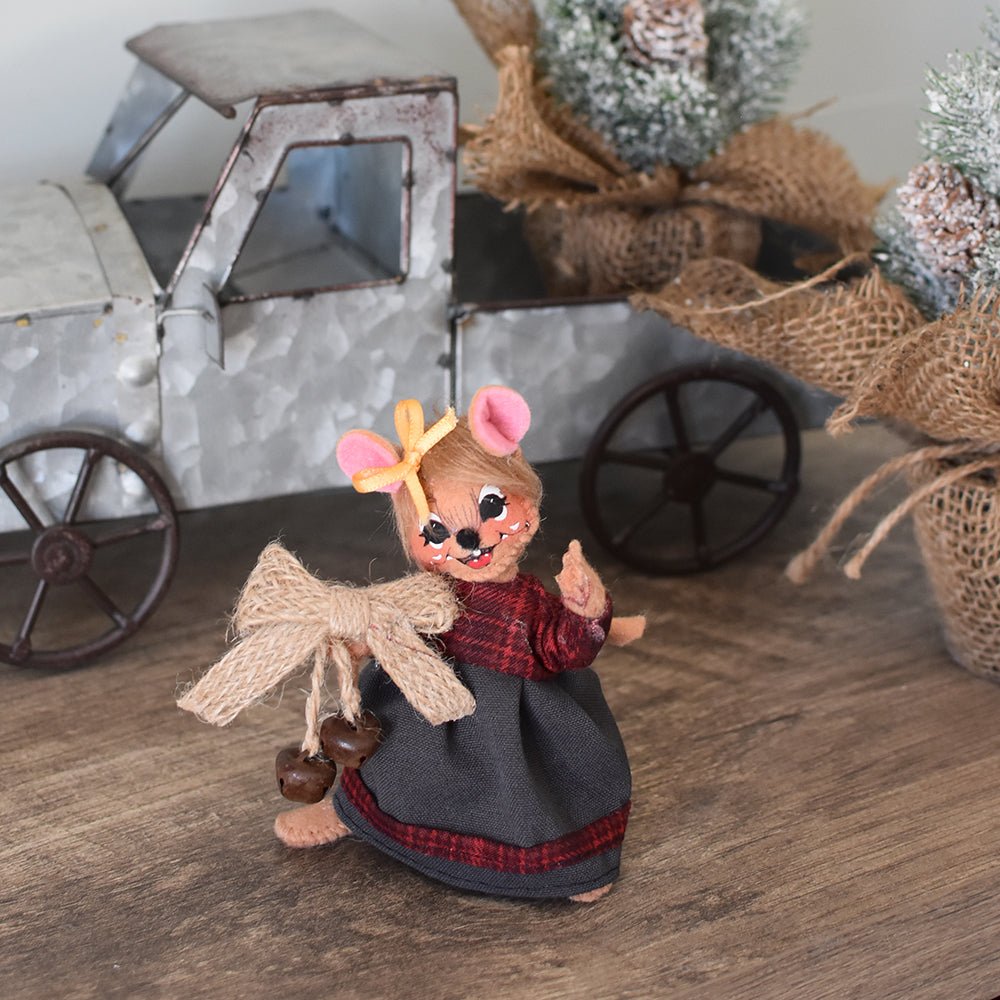Annalee Dolls -  Plaid & Pine Mouse with Bells