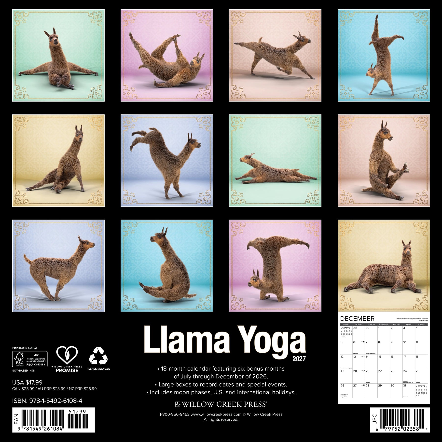 Willow Creek Press - 2027 Llama Yoga Calendar