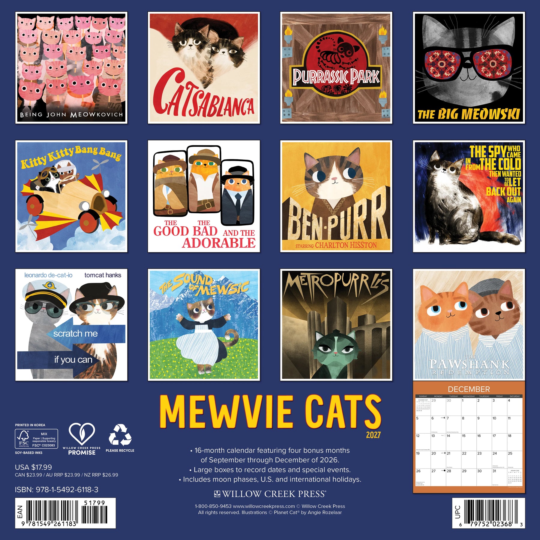 Willow Creek Press - 2027 Mewvie Cats Calendar