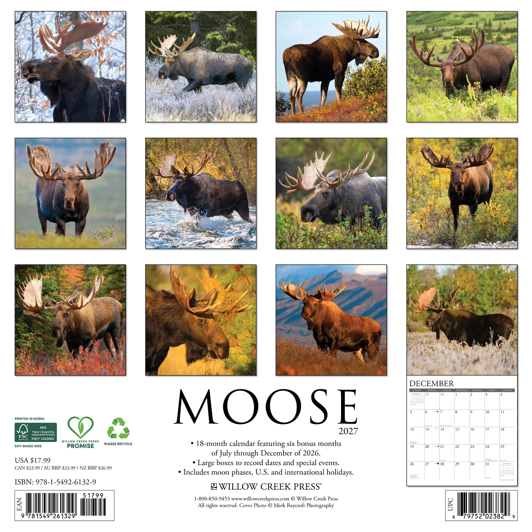 Willow Creek Press - 2027 Moose Calendar