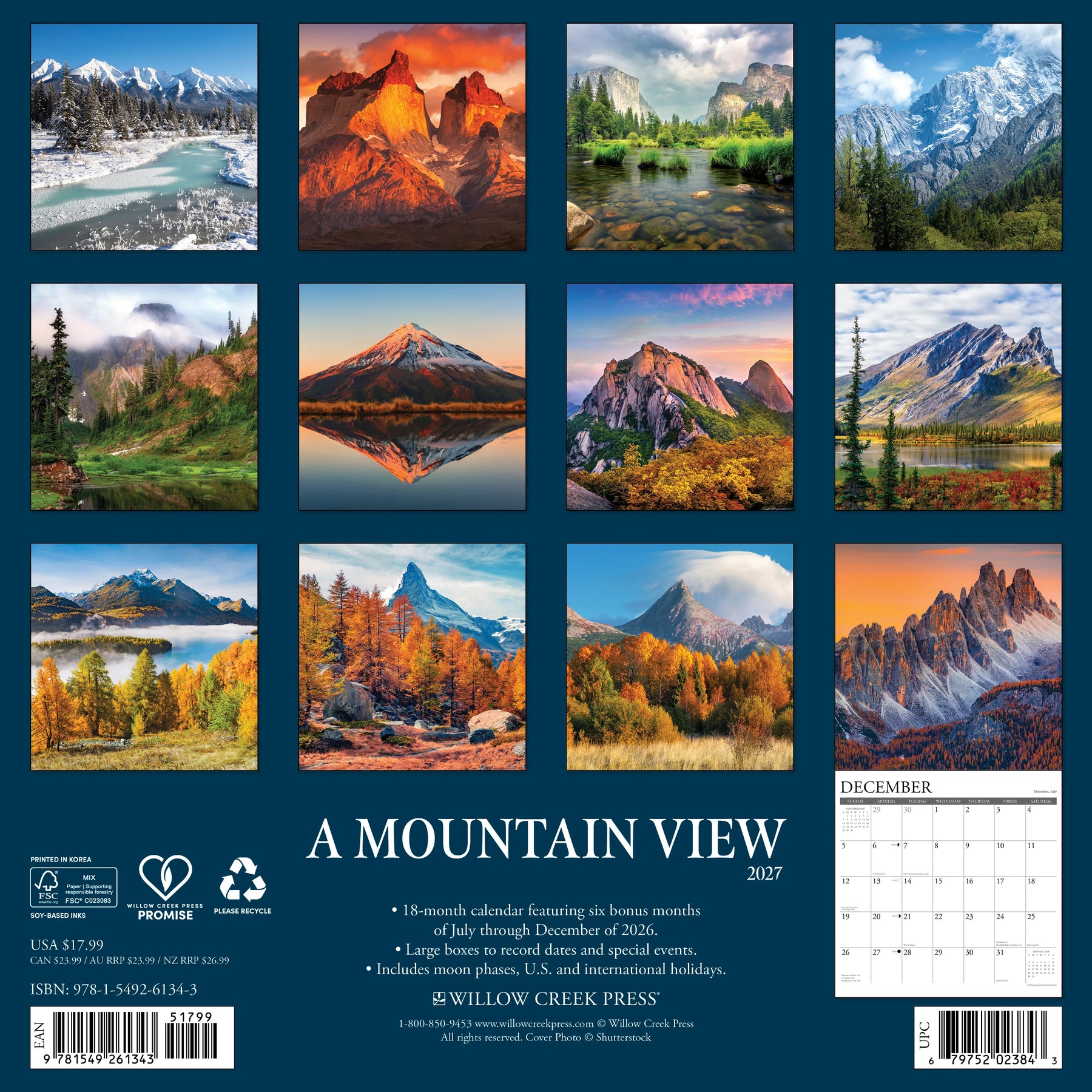 Willow Creek Press - 2027 Mountain View Calendar