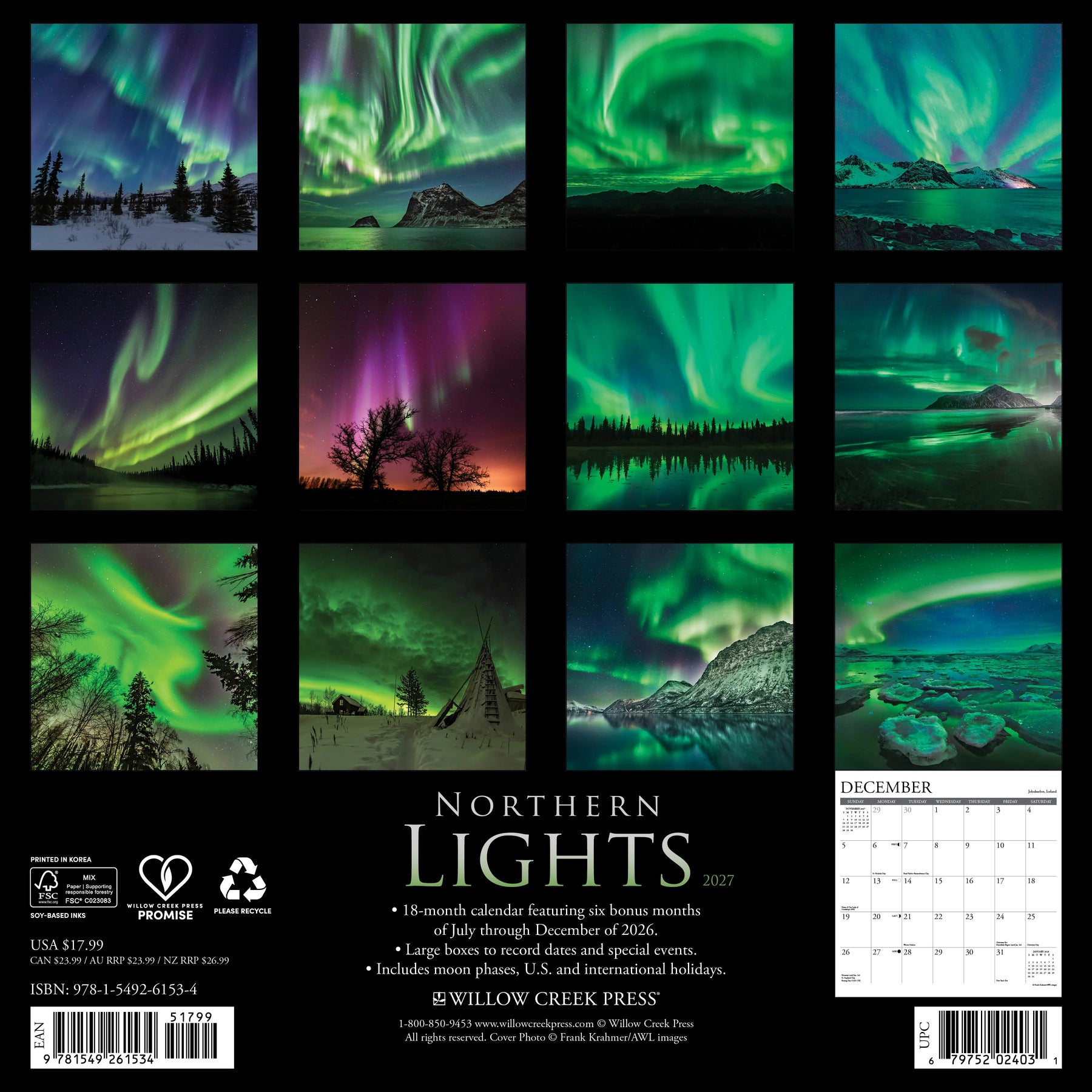Willow Creek Press - 2027 Northern Lights Calendar