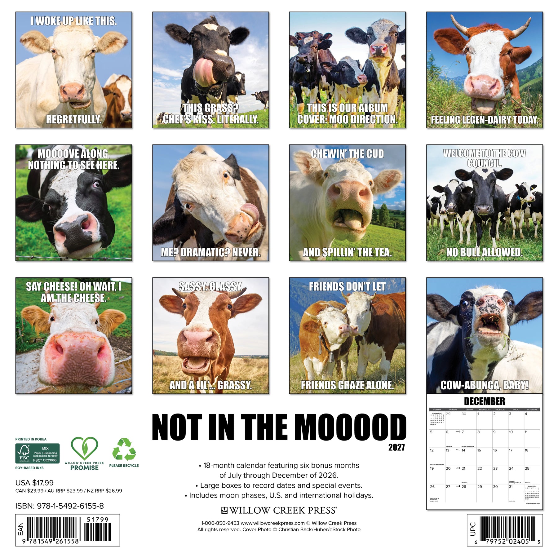 Willow Creek Press - 2027 Not In The Mooood Calendar