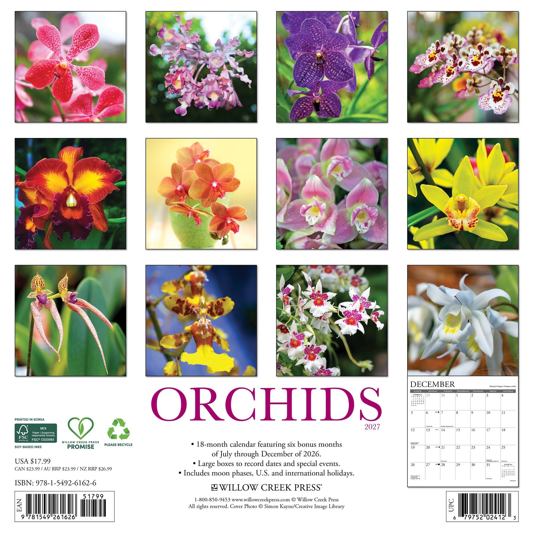 Willow Creek Press - 2027 Orchids Calendar
