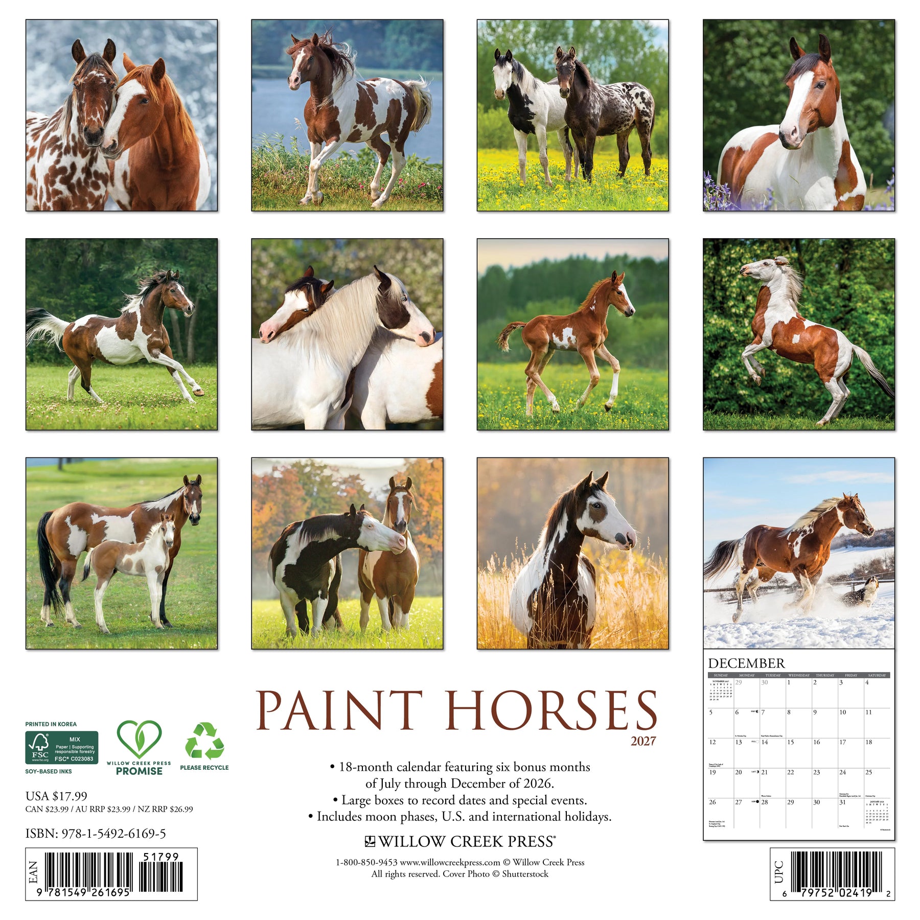 Willow Creek Press - 2027 Paint Horses Calendar