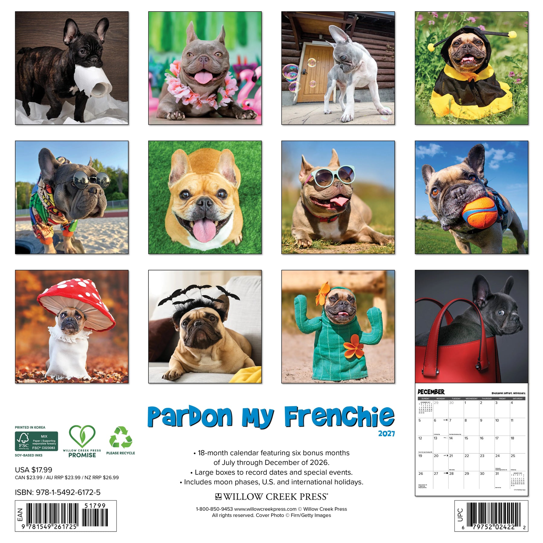 Willow Creek Press - 2027 Pardon My Frenchie Calendar