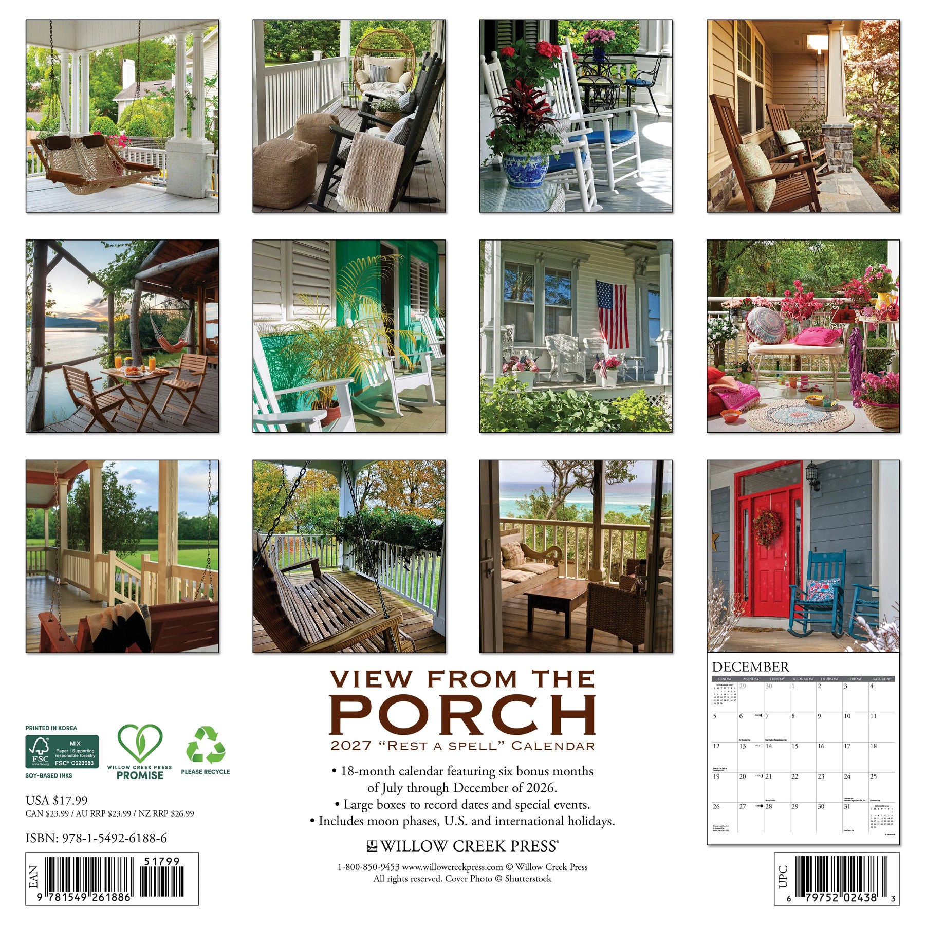 Willow Creek Press - 2027 Porch View Calendar