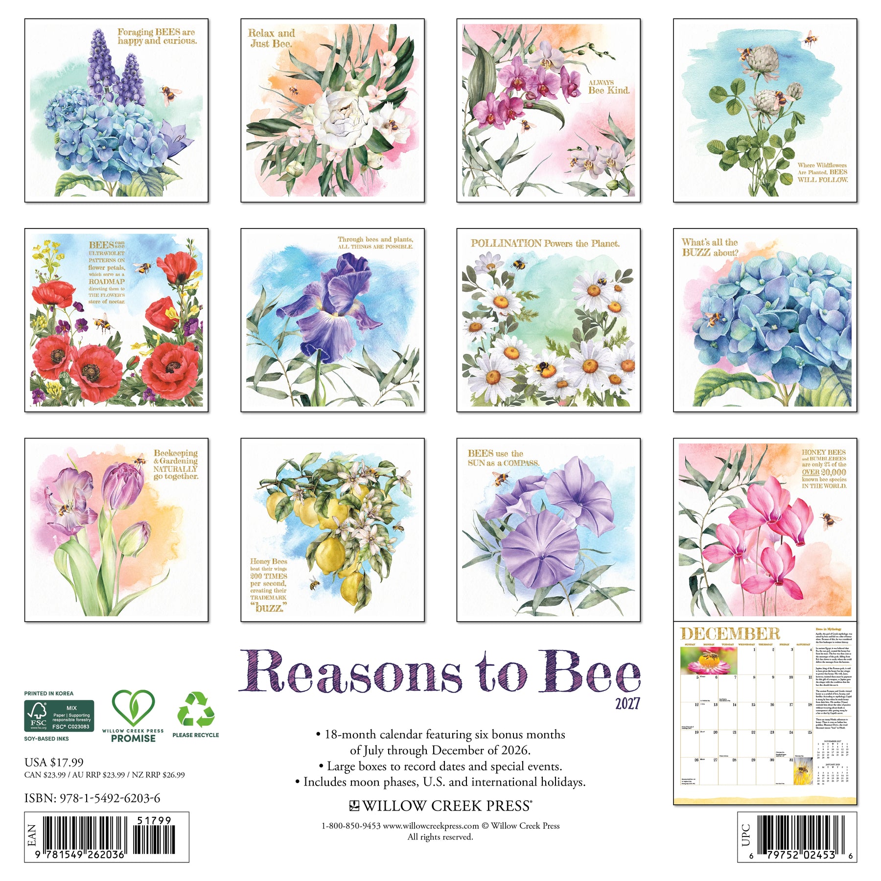Willow Creek Press - 2027 Reasons To Bee Calendar