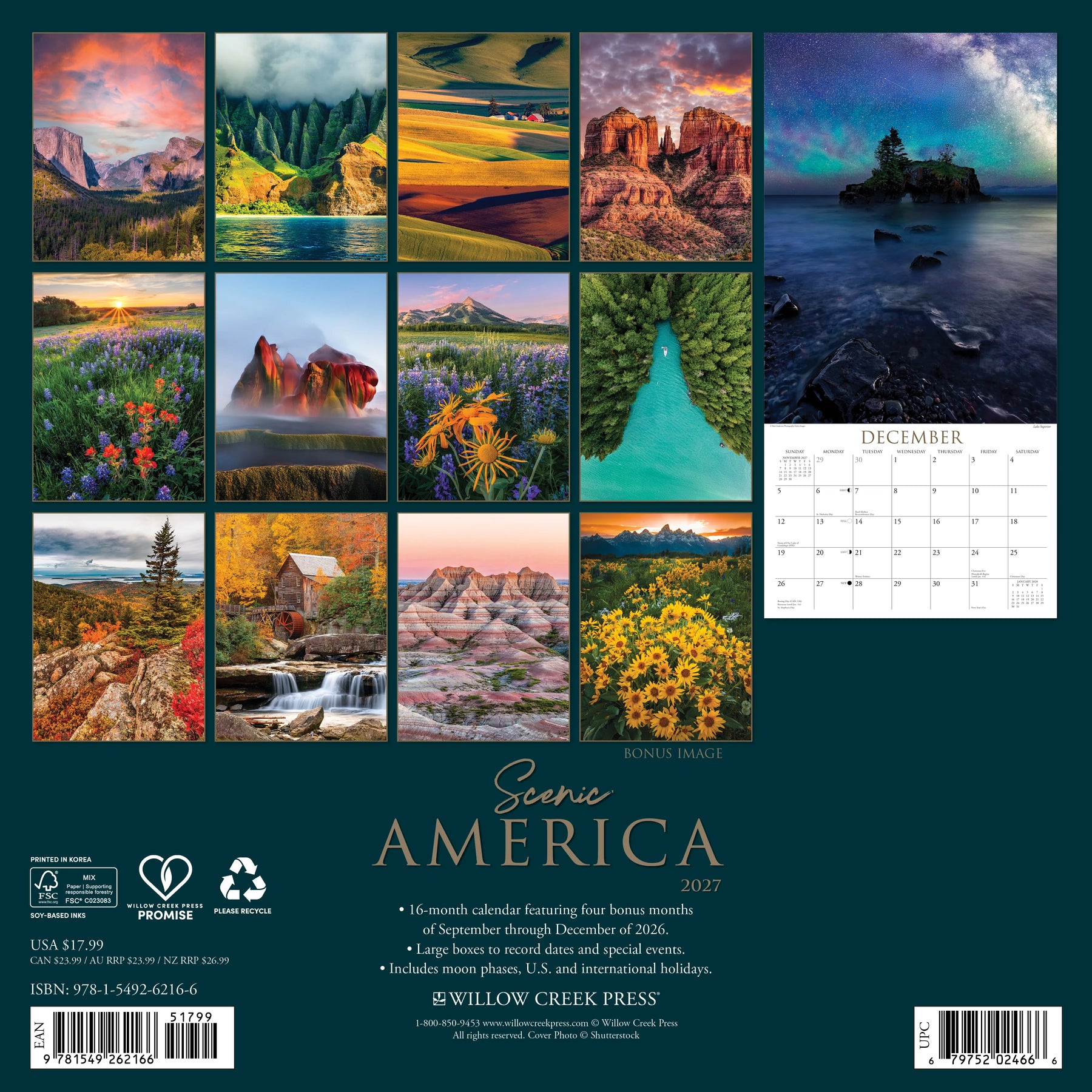 Willow Creek Press - 2027 Scenic America Calendar