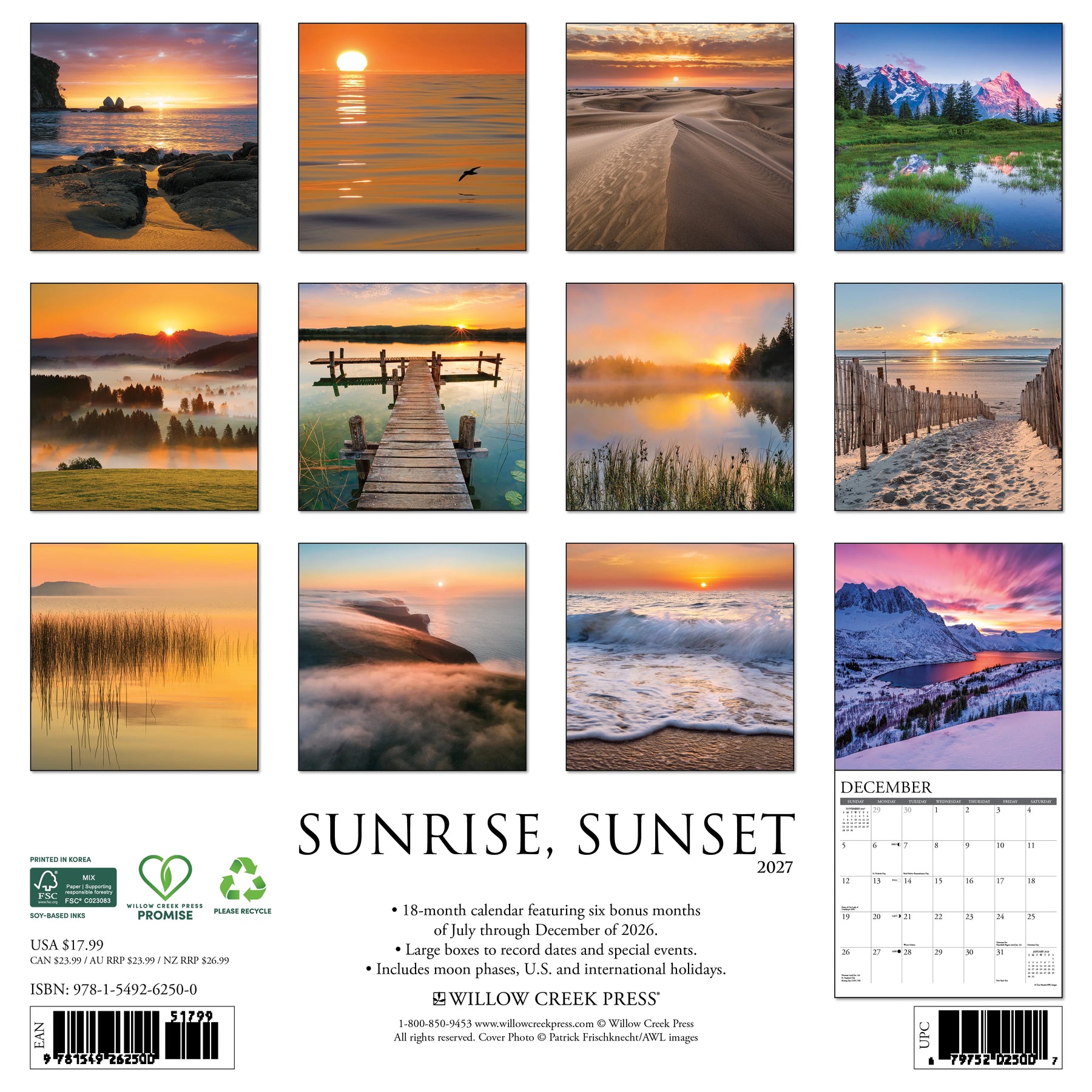 Willow Creek Press - 2027 Sunrise, Sunset Calendar