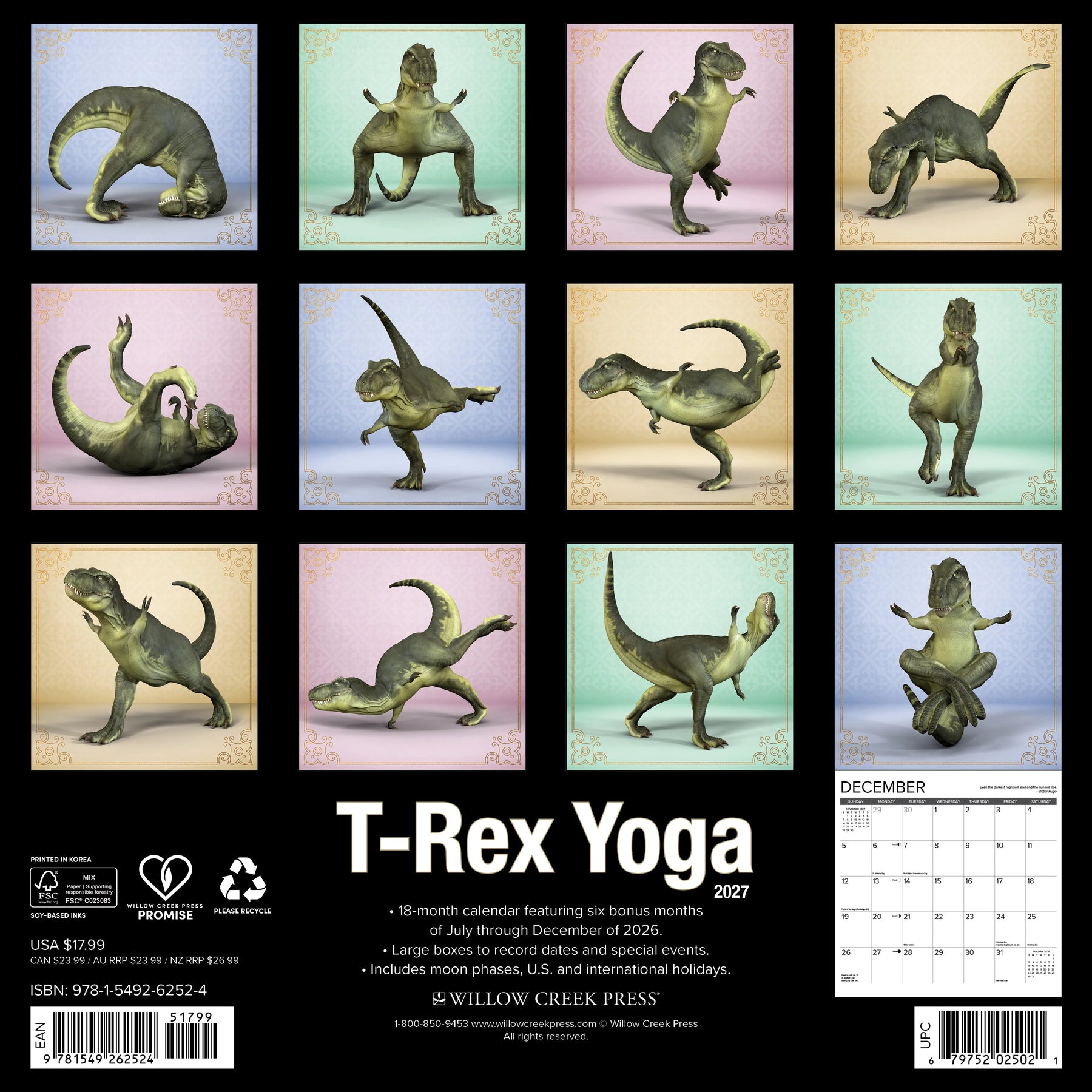 Willow Creek Press - 2027 T-Rex Yoga Calendar