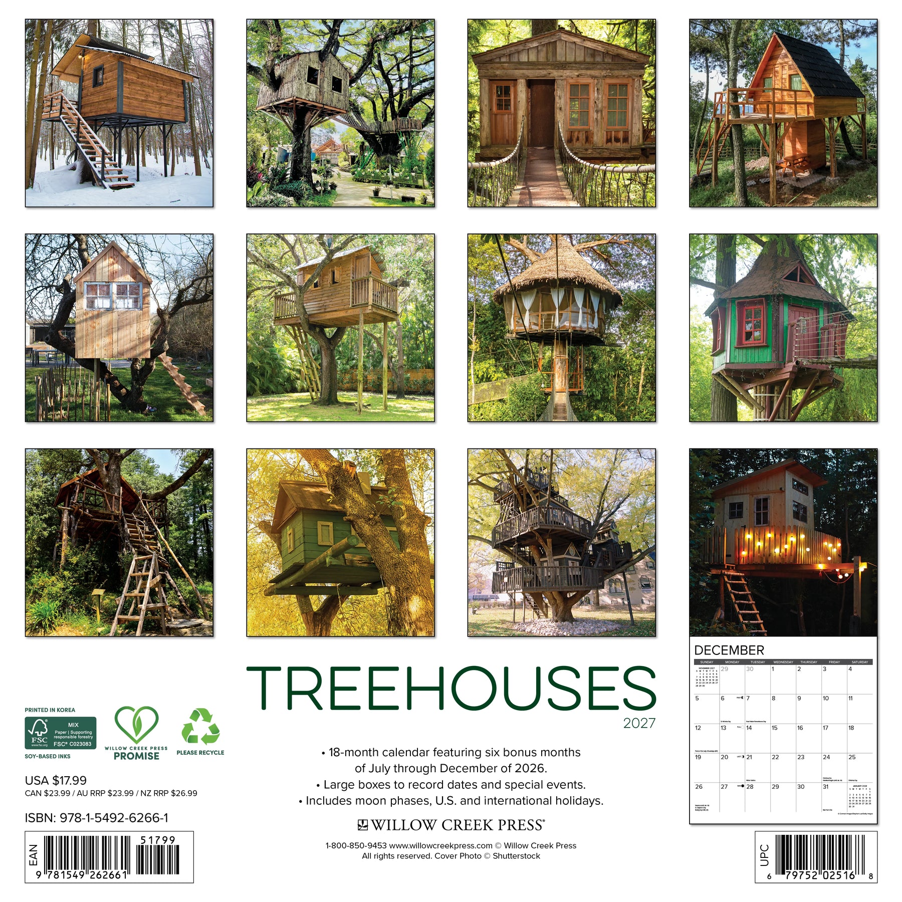 Willow Creek Press - 2027 Treehouses Calendar