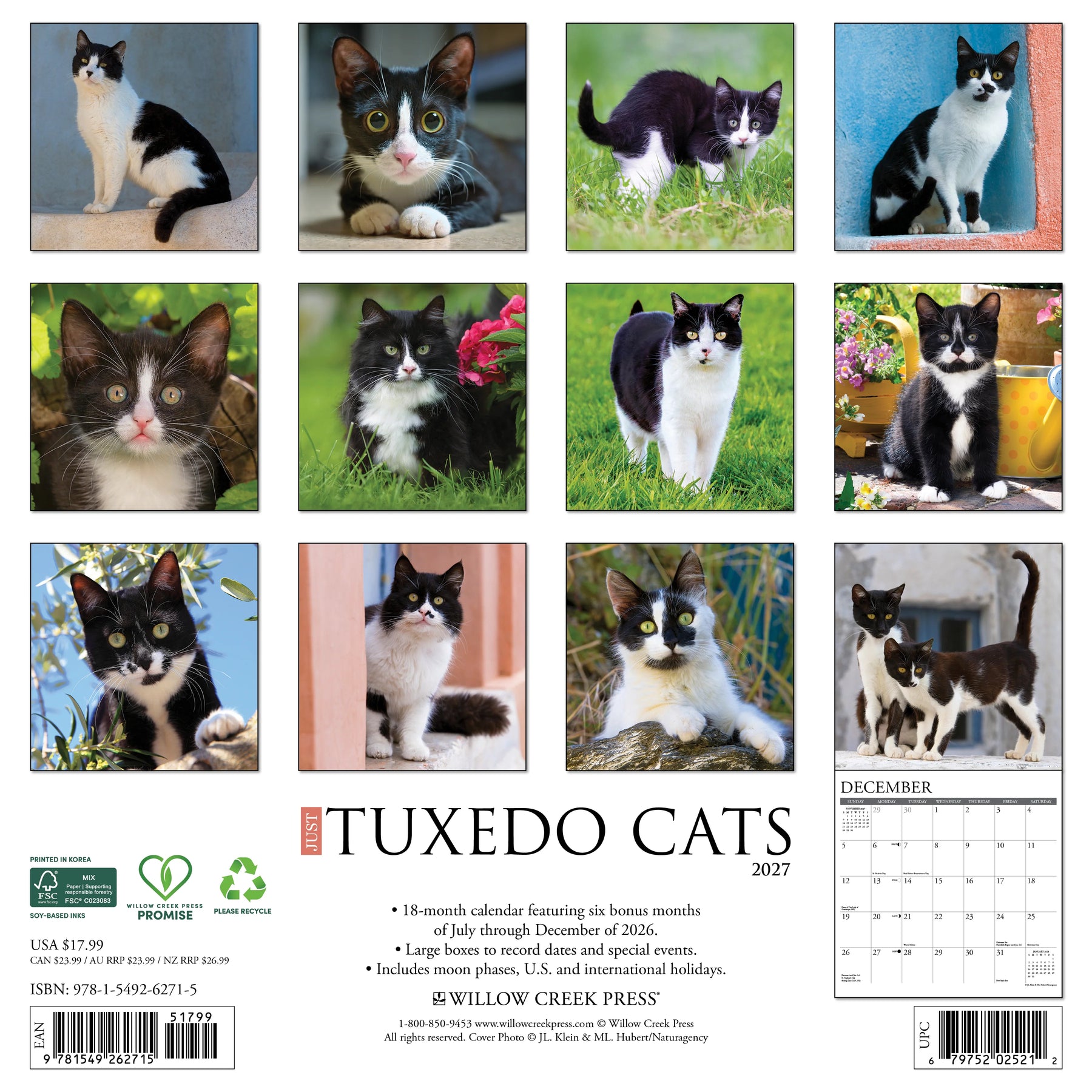 Willow Creek Press - 2027 Tuxedo Cats Calendar