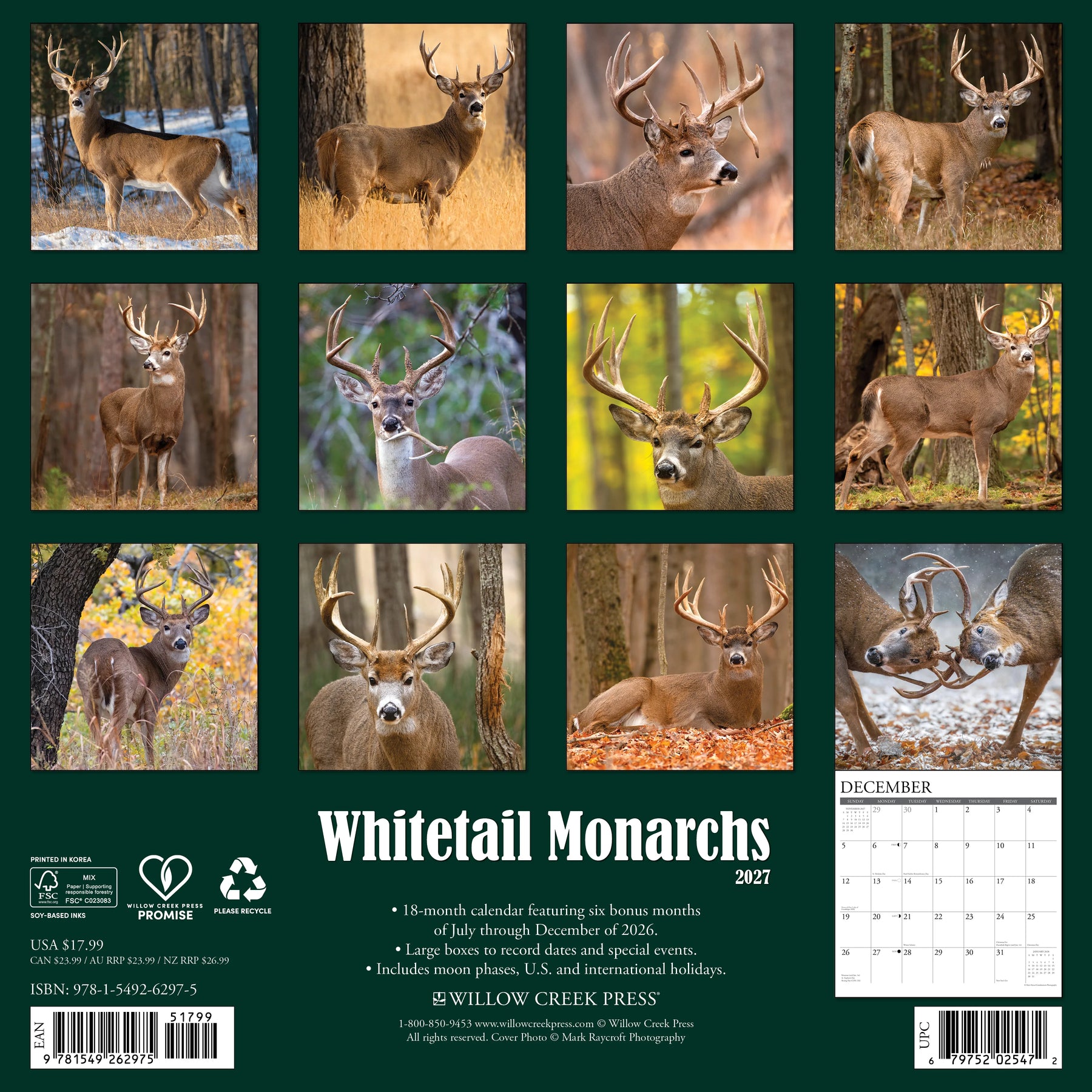 Willow Creek Press - 2027 Whitetail Monarchs Calendar