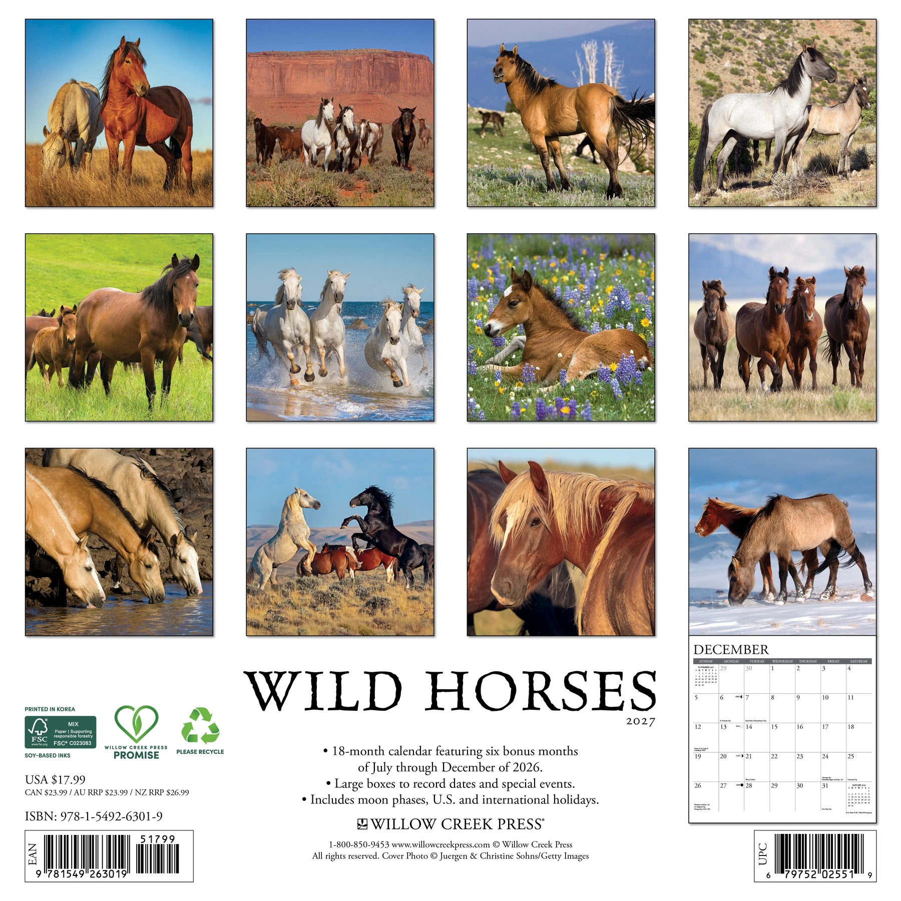 Willow Creek Press - 2027 Wild Horses Calendar