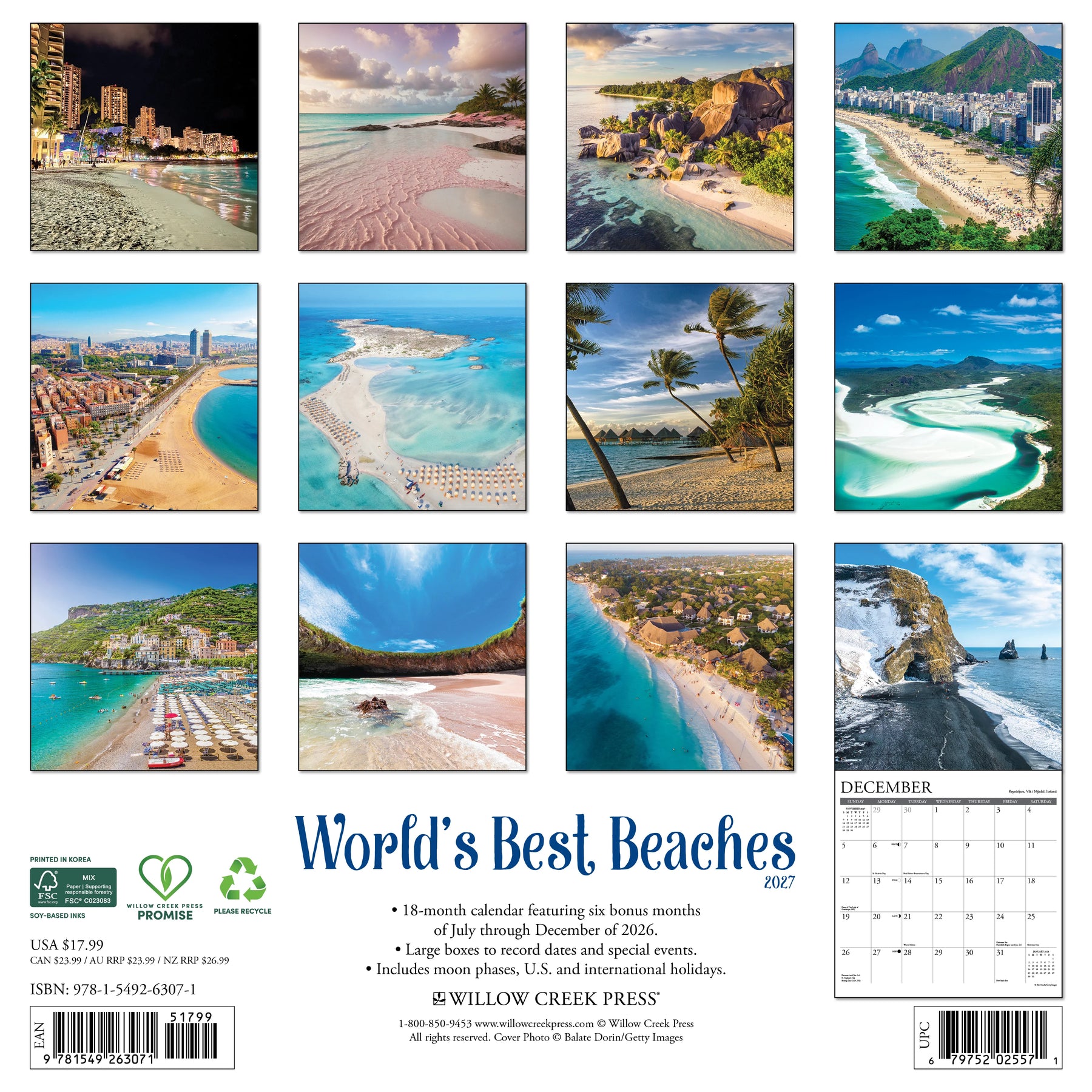 Willow Creek Press - 2027 World's Best Beaches Calendar