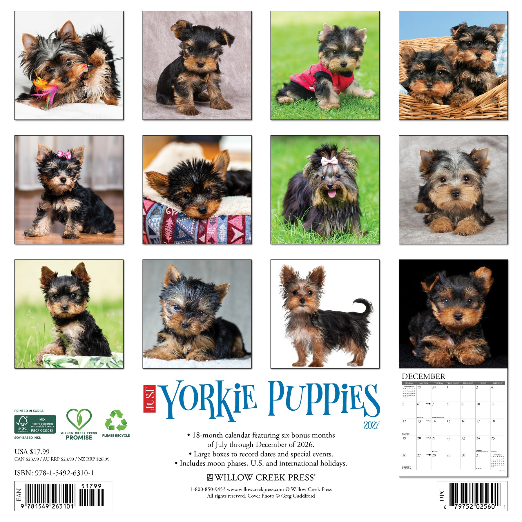 Willow Creek Press - 2027 Yorkie Puppies Calendar