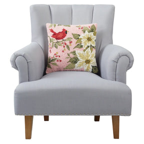 Peking HandiCraft - Pillow White Poinsettia Cardinal