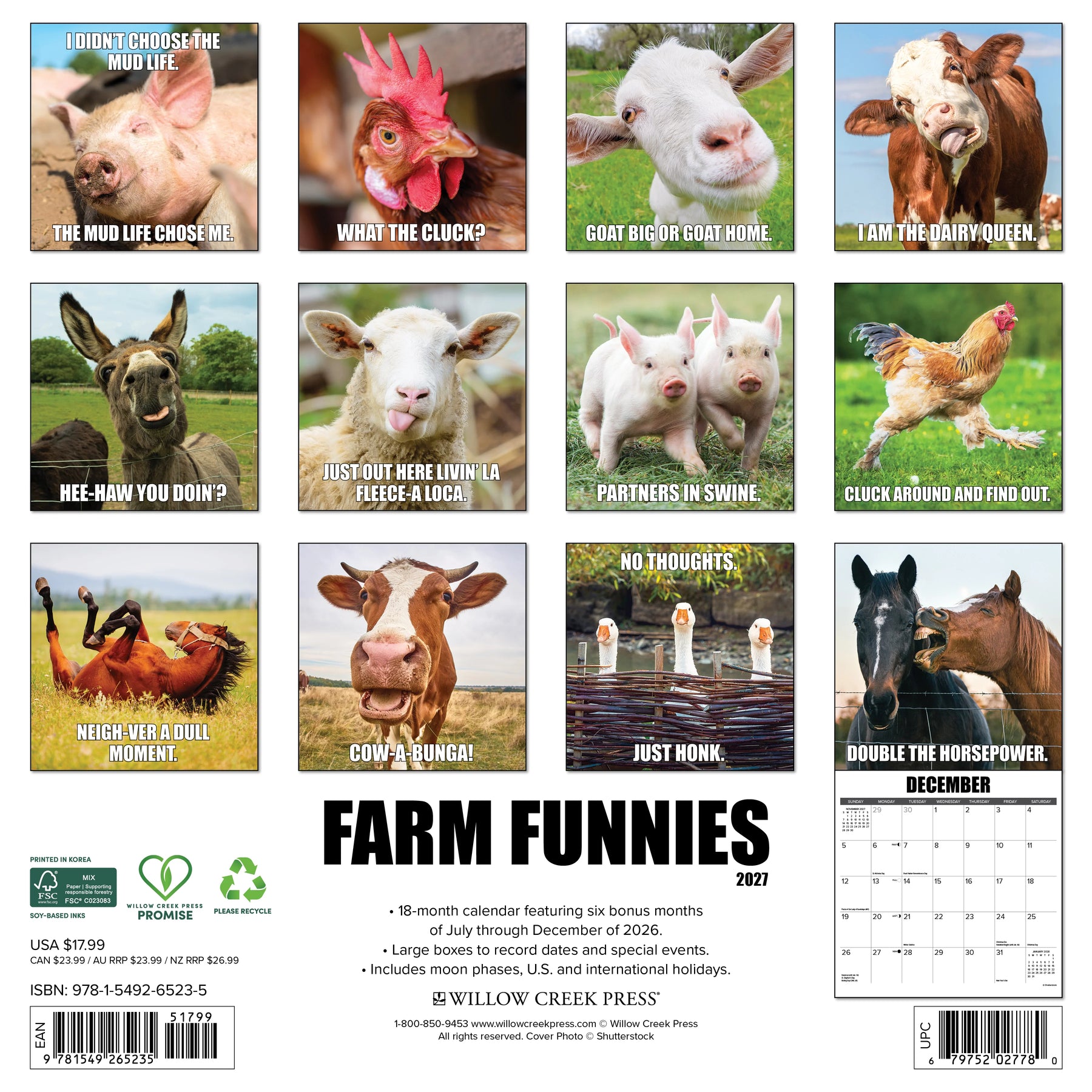 Willow Creek Press - 2027 Farm Funnies Calendar