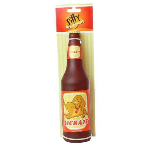 Tuffy Dog Toys - Beer Bottle Lickate Silly Squeaker Dog Toy